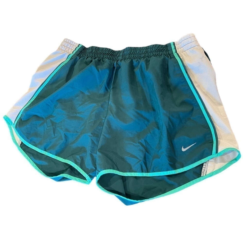 B5.2 Nike Womenās Lined Running Shorts Geode Teal/Clear Jade/White - Picture 2 of 4